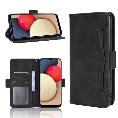 Samsung Galaxy A03s 164mm Version Skin Feel Calf Pattern Leather Phone Case - Black