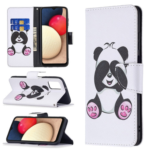 Samsung Galaxy A03s 166mm Colored Drawing Leather Phone Case - Panda