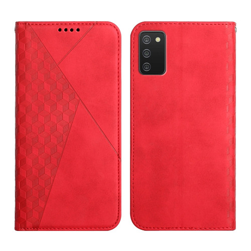 Samsung Galaxy A03s 164mm Skin Feel Magnetic Leather Phone Case - Red