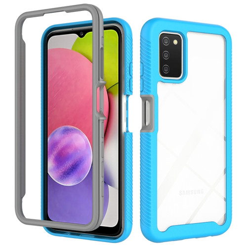 Samsung Galaxy A03S 164mm Starry Sky Solid Color Series Shockproof PC + TPU Protective Phone Case - Light Blue