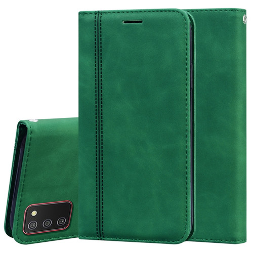 Samsung Galaxy A03s 164mm Frosted Business Magnetic Flip Leather Phone Case - Green