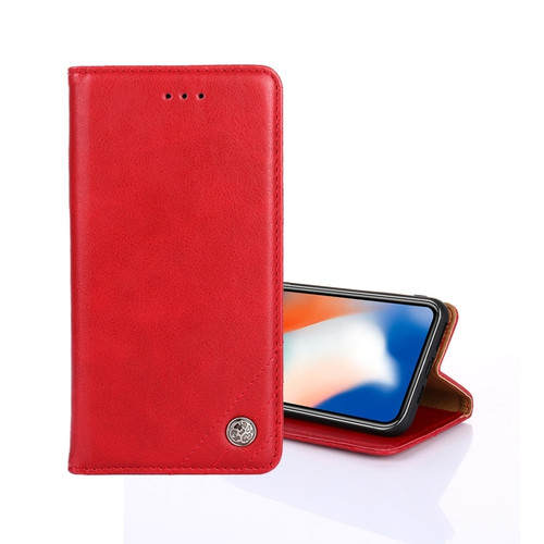 Samsung Galaxy A03s 164mm Non-Magnetic Retro Texture Leather Phone Case - Red