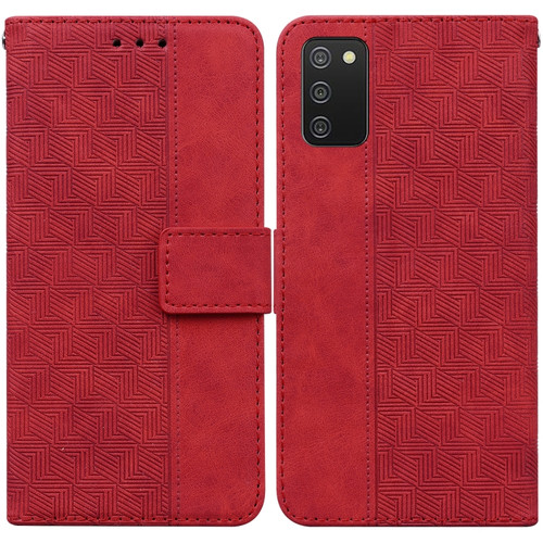 Samsung Galaxy A03s 164.2mm US Version Geometric Embossed Leather Phone Case - Red