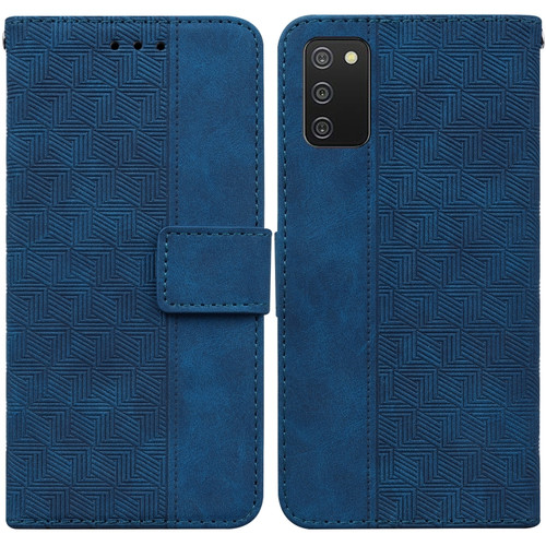 Samsung Galaxy A03s 164.2mm US Version Geometric Embossed Leather Phone Case - Blue