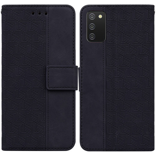 Samsung Galaxy A03s 164.2mm US Version Geometric Embossed Leather Phone Case - Black