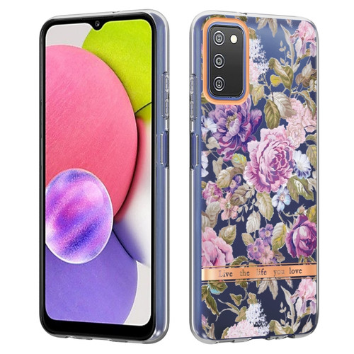 Samsung Galaxy A03s Flowers and Plants Series IMD TPU Phone Case - Purple Peony