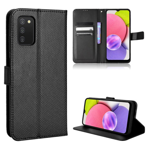 Samsung Galaxy A03s 166mm Diamond Texture Leather Phone Case - Black
