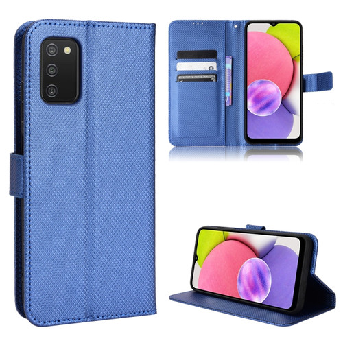 Samsung Galaxy A03s 164.2mm Diamond Texture Leather Phone Case - Blue