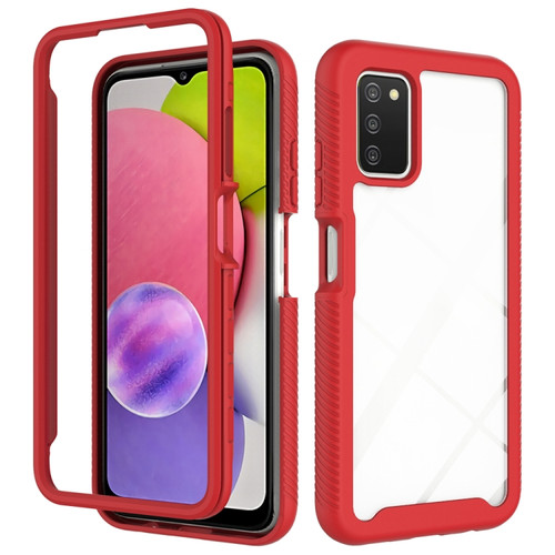 Samsung Galaxy A03s 164mm Starry Sky Solid Color Series Shockproof PC + TPU Phone Case - Red