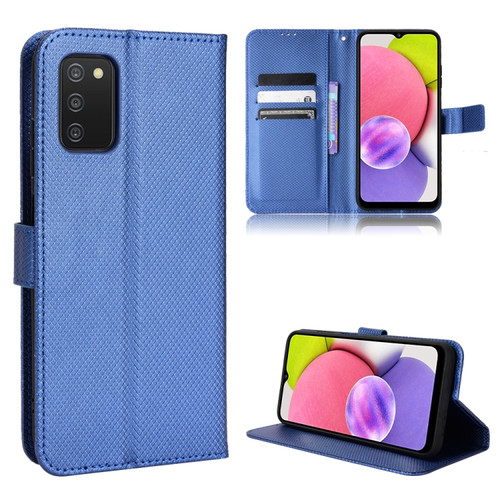 Samsung Galaxy A03s 166mm Diamond Texture Leather Phone Case - Blue