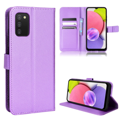 Samsung Galaxy A03s 166mm Diamond Texture Leather Phone Case - Purple