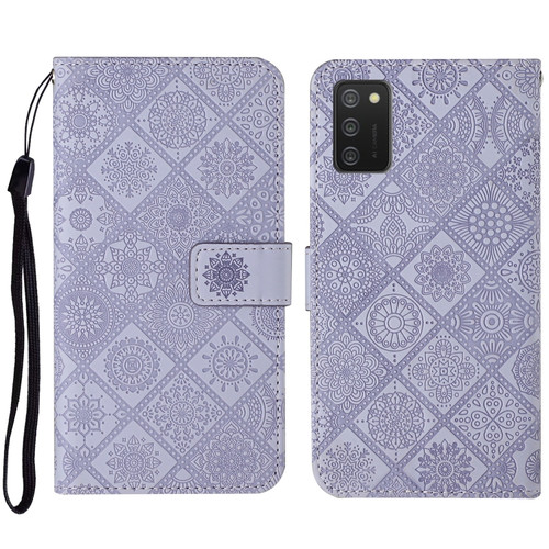 Samsung Galaxy A03s 164mm Ethnic Style Embossed Pattern Leather Phone Case - Purple