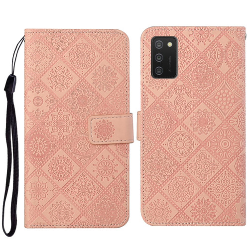 Samsung Galaxy A03s 164mm Ethnic Style Embossed Pattern Leather Phone Case - Pink