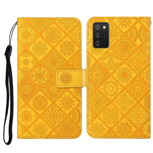 Samsung Galaxy A03s 164mm Ethnic Style Embossed Pattern Leather Phone Case - Yellow