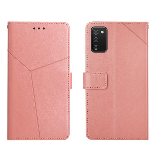Samsung Galaxy A03S Y Stitching Horizontal Flip Leather Phone Case - Rose Gold