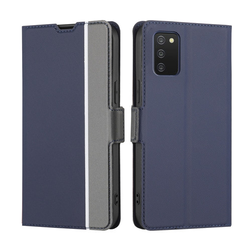 Samsung Galaxy A03s 164.2mm Twill Texture Side Button Leather Phone Case - Blue