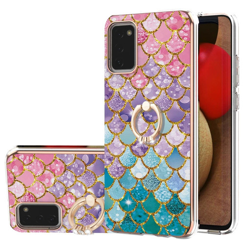 Samsung Galaxy A03s 166mm Electroplating IMD TPU Phone Case with Ring - Colorful Scales