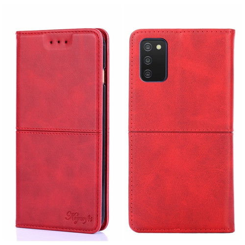 Samsung Galaxy A03S 164.2mm Cow Texture Magnetic Horizontal Flip Leather Phone Case - Red