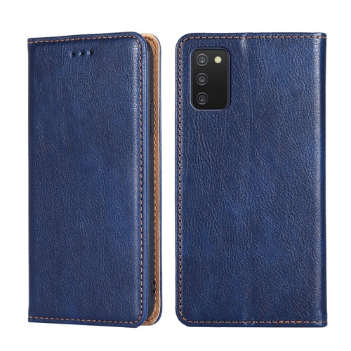 Samsung Galaxy A03s 164.2mm Gloss Oil Solid Color Magnetic Leather Phone Case - Blue