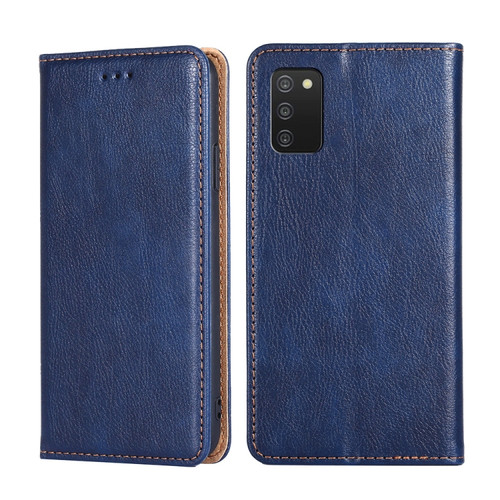 Samsung Galaxy A03s 165.85mm Gloss Oil Solid Color Magnetic Leather Phone Case - Blue