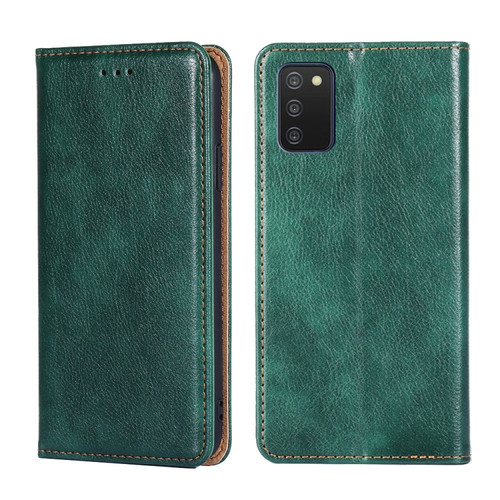Samsung Galaxy A03s 164.2mm Gloss Oil Solid Color Magnetic Leather Phone Case - Green