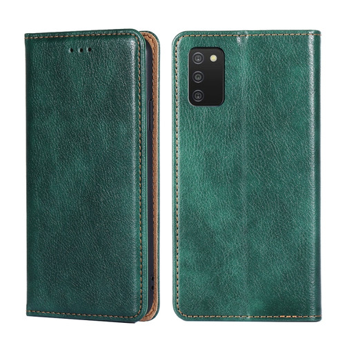 Samsung Galaxy A03s 165.85mm Gloss Oil Solid Color Magnetic Leather Phone Case - Green