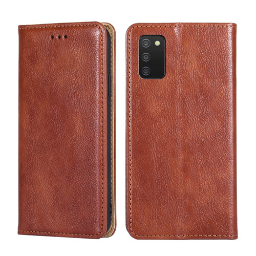 Samsung Galaxy A03s 165.85mm Gloss Oil Solid Color Magnetic Leather Phone Case - Brown