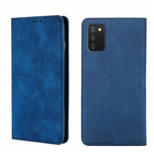 Samsung Galaxy A03s 164.2mm Skin Feel Magnetic Horizontal Flip Leather Phone Case - Blue