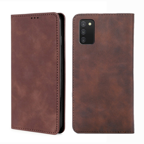 Samsung Galaxy A03s US Version 165.85mm Skin Feel Magnetic Horizontal Flip Leather Phone Case - Dark Brown