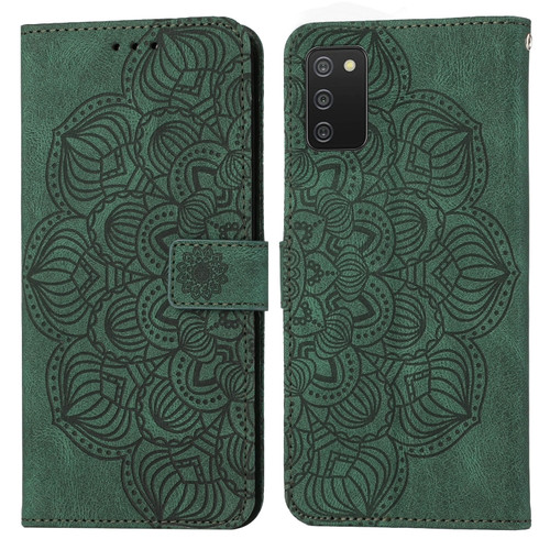 Samsung Galaxy A03s 164mm Mandala Embossed Flip Leather Phone Case - Green