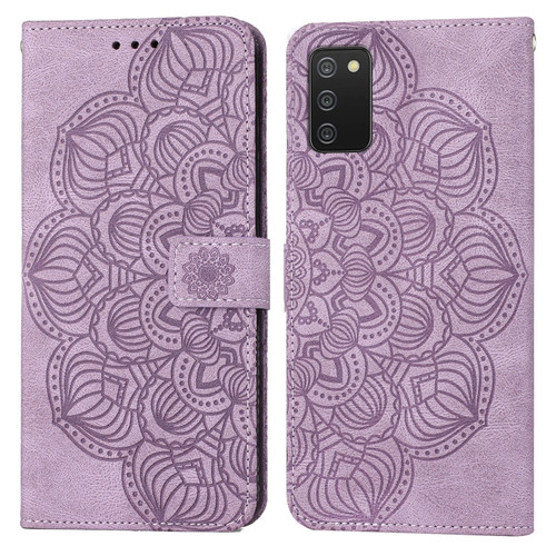 Samsung Galaxy A03s 166mm Mandala Embossed Flip Leather Phone Case - Purple