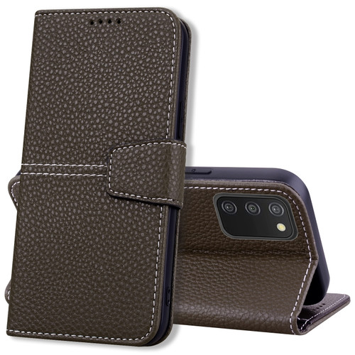 Samsung Galaxy A03s 164mm EU Version Litchi RFID Leather Phone Case - Khaki