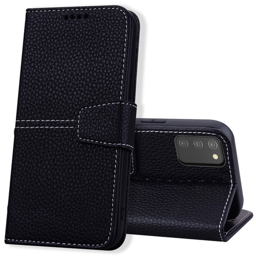 Samsung Galaxy A03s 164mm EU Version Litchi RFID Leather Phone Case - Black
