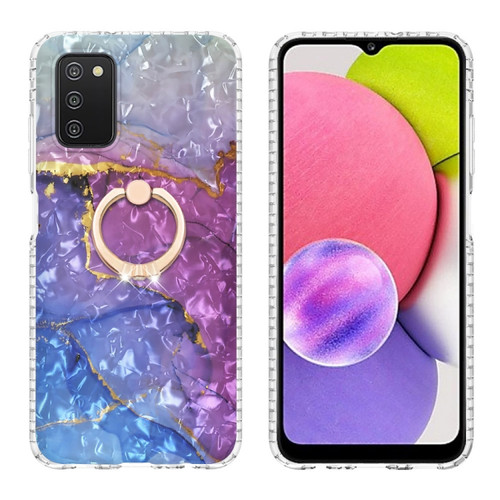 Samsung Galaxy A03s 166.5mm EU Version Ring Holder 2.0mm Airbag TPU Phone Case - Blue Purple Marble