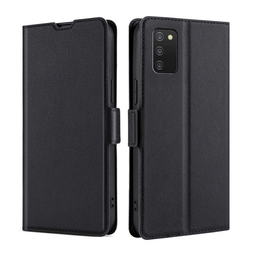 Samsung Galaxy A03s 165.85mm US Version Ultra-thin Voltage Side Buckle Horizontal Flip Leather Phone Case - Black