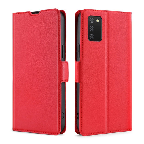 Samsung Galaxy A03s 165.85mm US Version Ultra-thin Voltage Side Buckle Horizontal Flip Leather Phone Case - Red