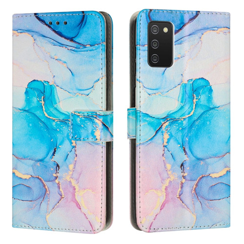 Samsung Galaxy A03s EU Painted Marble Pattern Leather Phone Case - Pink Green