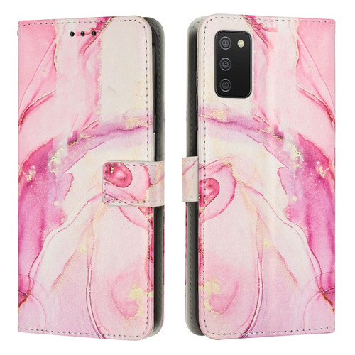 Samsung Galaxy A03s India Painted Marble Pattern Leather Phone Case - Rose Gold