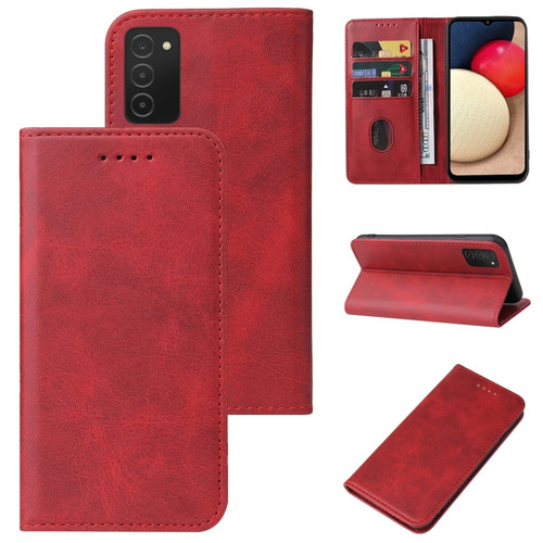 Samsung Galaxy A02s US / M02s / A03s 164mm Magnetic Closure Leather Phone Case - Red