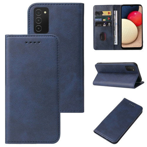 Samsung Galaxy A02s US / M02s / A03s 164mm Magnetic Closure Leather Phone Case - Blue