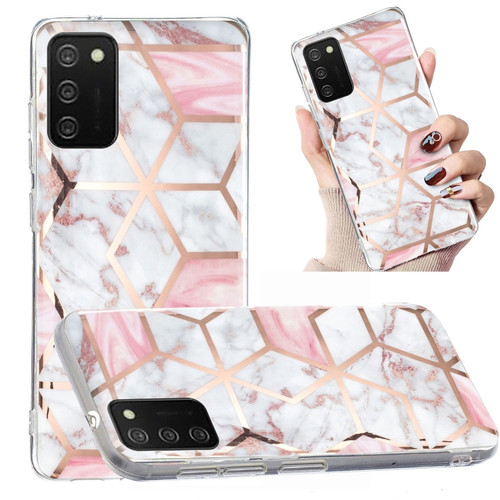 Samsung Galaxy A03s Electroplated Marble Pattern TPU Phone Case - White Gravel Pink