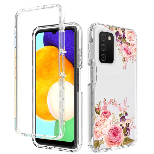 Samsung Galaxy A03s 165.8mm PC+TPU Transparent Painted Phone Case - Pink Rose