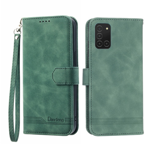 Samsung Galaxy A03s 166mm Dierfeng Dream Line TPU + PU Leather Phone Case - Green