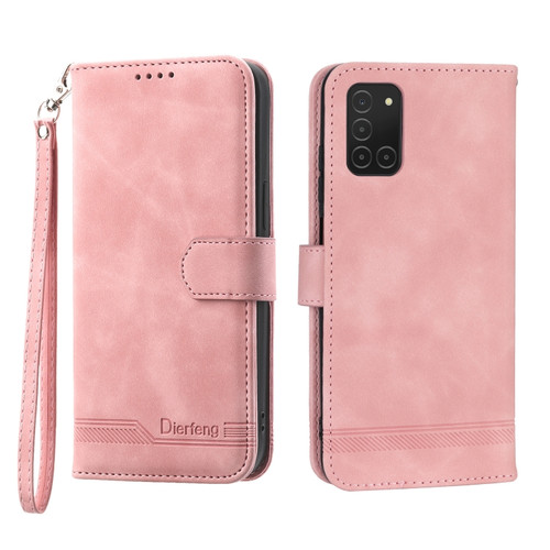 Samsung Galaxy A03s 166mm Dierfeng Dream Line TPU + PU Leather Phone Case - Pink