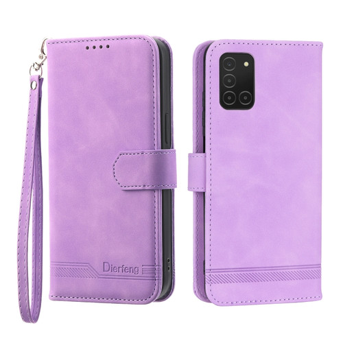 Samsung Galaxy A03s 166mm Dierfeng Dream Line TPU + PU Leather Phone Case - Purple