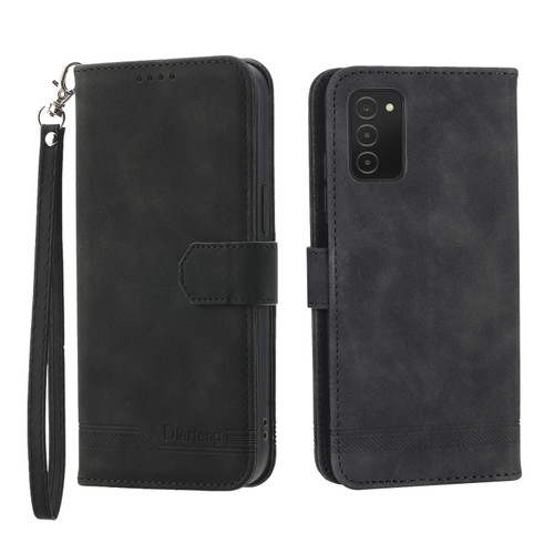 Samsung Galaxy A03s 164mm Dierfeng Dream Line TPU + PU Leather Phone Case - Black