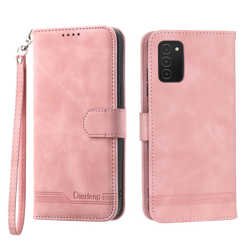 Samsung Galaxy A03s 164mm Dierfeng Dream Line TPU + PU Leather Phone Case - Pink