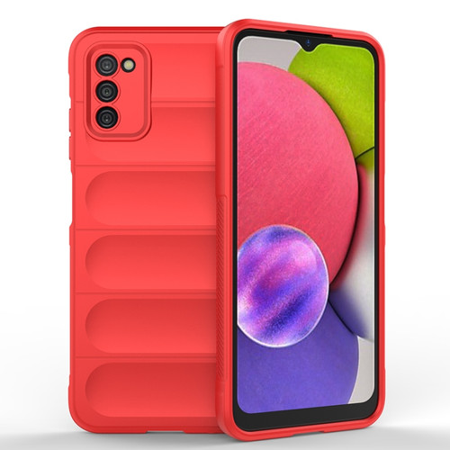 Samsung Galaxy A03s India Version Magic Shield TPU + Flannel Phone Case - Red