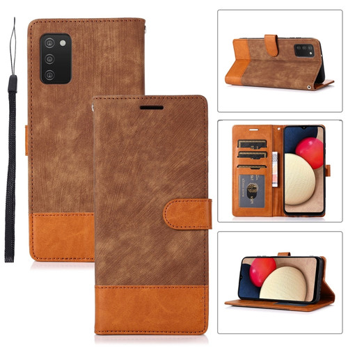 Samsung Galaxy A03s Splicing Leather Phone Case - Brown