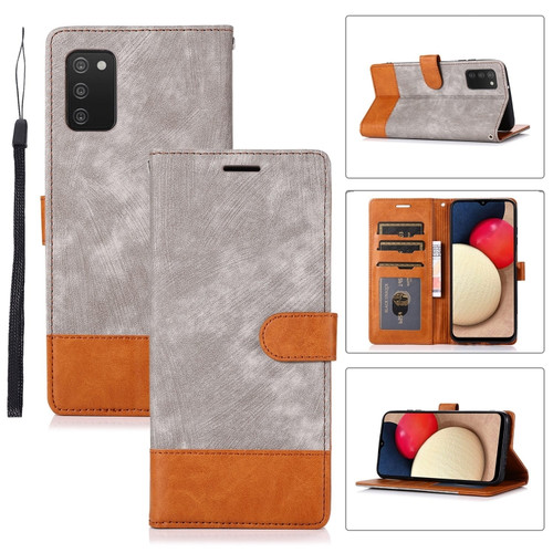 Samsung Galaxy A03s Splicing Leather Phone Case - Grey